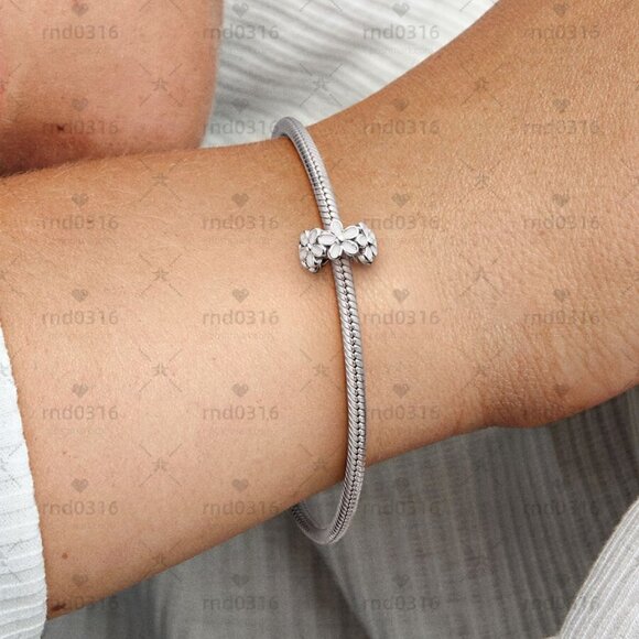 Pandora White Daisy Flower Spacer Charm|Pendant - Picture 2 of 2